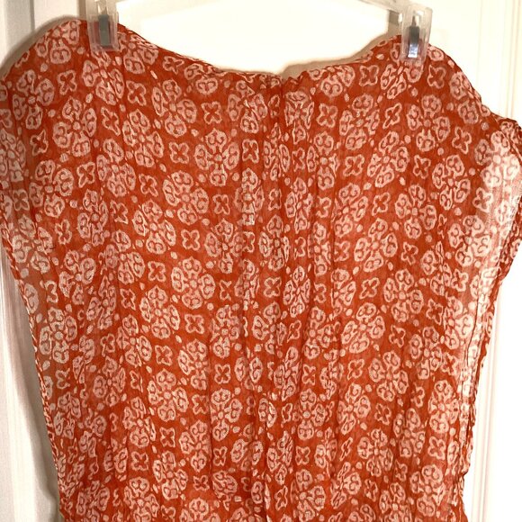 Talbots Orange and White Geometric Scarf - Picture 2 of 8